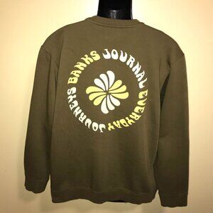 Men's Banks Journal Organic Cotton Fleece Sweatshirt-Olive-Size XL